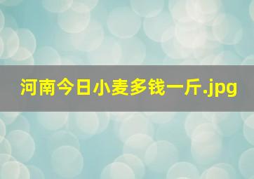 河南今日小麦多钱一斤