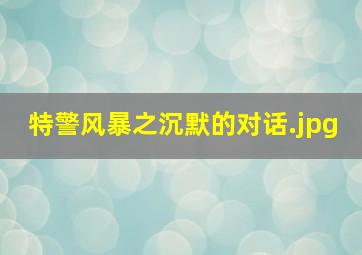 特警风暴之沉默的对话